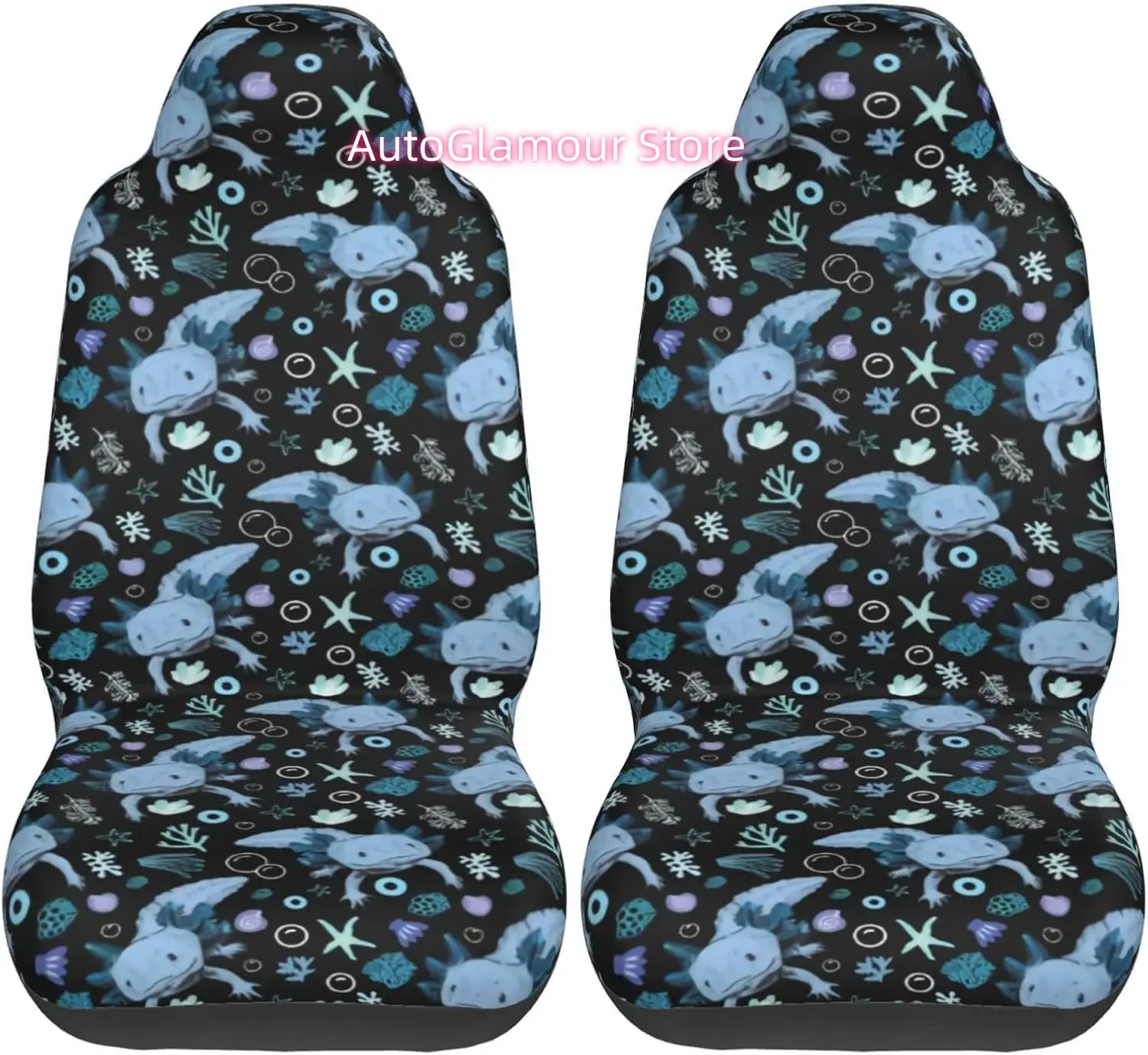 Axolotl (25) 2-Piece   Seat Cover Complete Set - Elastic Seat Protection Cover for Cars, Trucks, Suvs, and Trucks