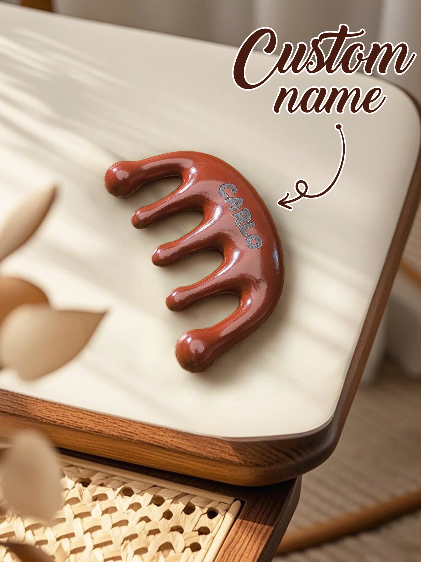 Custom Name Wooden Massage Comb Personalized Scalp Massager Five Claw Comb Hair Detangling Brush Gift For Women Mom Girlfriend
