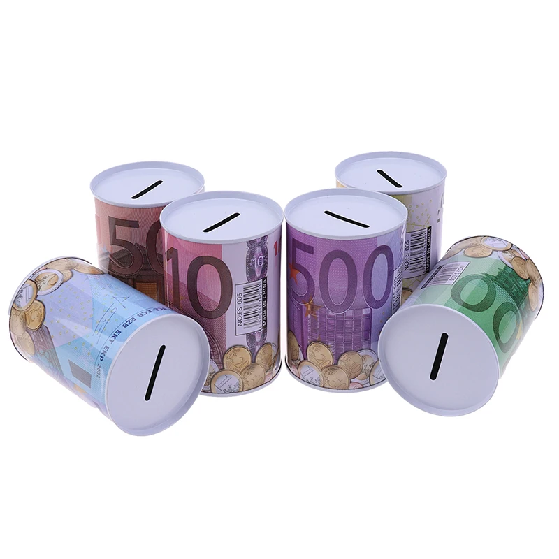 Euro dollar cilinder spaarpot kluis voor munten en briefgeld_voghion.com