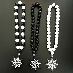 GS25 New Rosary Ornaments Star Necklace 3D Stereo Laser Cutting Pendant Vehicle Rearview Mirror Decoration Acrylic Accessories