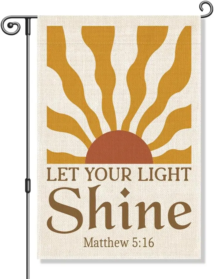 Perfectinsoy Let Your Light Shine Matthew 5:16 Funny Garden Flag, Christian Bible Verse Sunrise Kind Banner, Inspirational S PPM