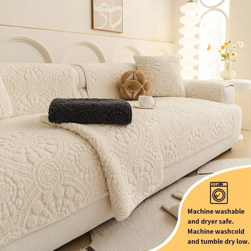 1PC-Neues rundes Plüsch-Jacquard-Sofakissen für Herbst und Winter, rutschfestes Wohnzimmer-Sofakissen