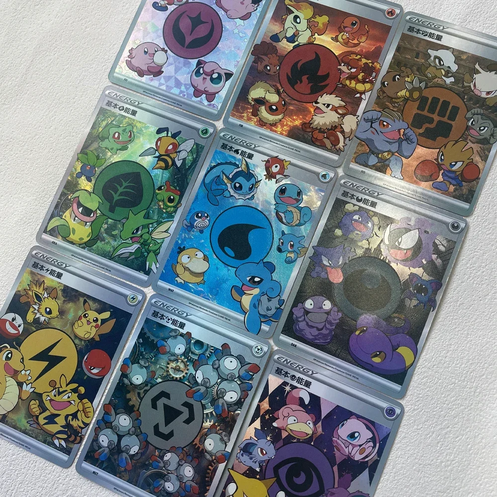 

9Pcs/set Diy Ptcg Self Made Ptcg Energy Card Charmander Bulbasaur Squirtle Flash Card Classic Game Anime Collection Cards Gift