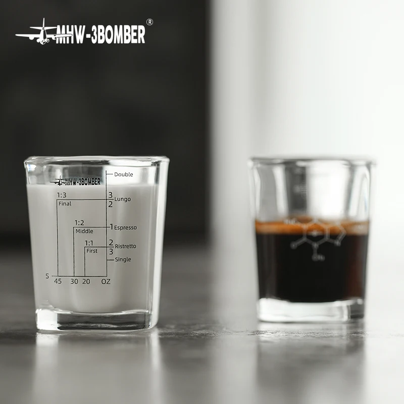 MHW-3BOMBER Espresso Measuring Cup Ounce Roasting Glass 60ML Square Thickened Graduated Concentrated Simple Barista Accessories view 4