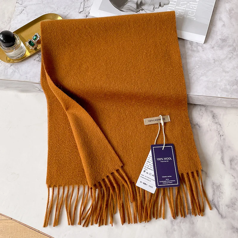 100 % Kaschmir Winter Design Pashmina Wollschal für Frauen Warme dicke Tücher und Wraps Weiblicher Bufanda Echarpe Quastenschalldämpfer – Detail 14