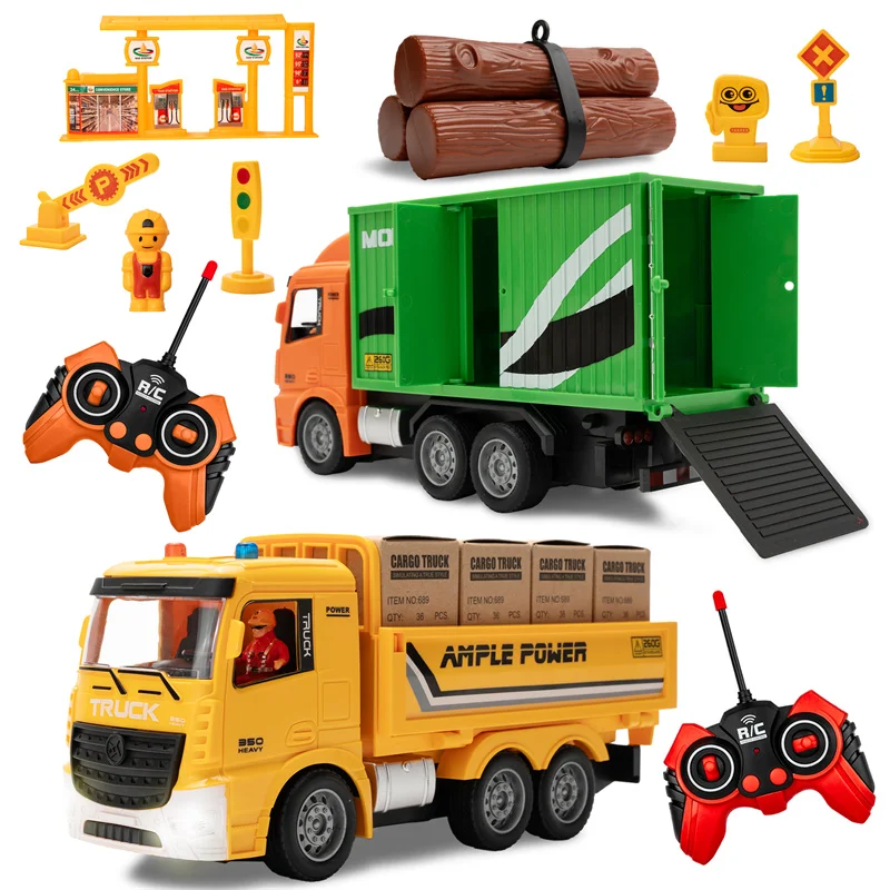 689-847A RC Engineering Car 2.4G 6-Channel 1:20 RC Container Truck with Light and Music Simulation Truck Toys For Kids