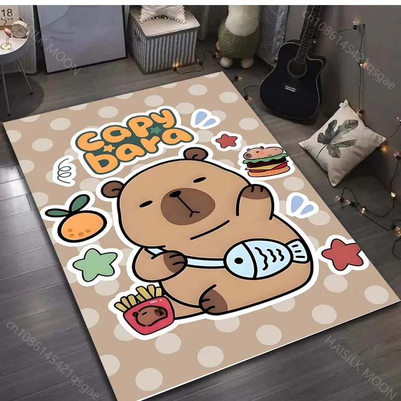 

1PC Cute Capybara Print Cartoon Carpet for Living Room Bedroom Doormat Decor Sofa Table Area Rug Non-slip Floor Mat for Gifts