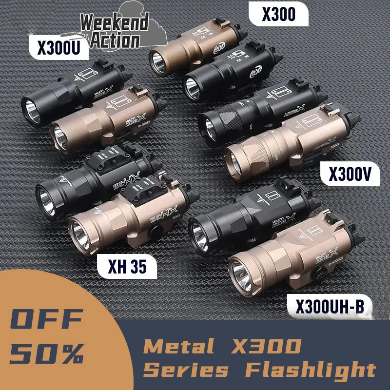 WADSN Metal X300 X300U X300UH-B X300V XH35 Tactical Flashlight LED Strobe Light For 20mm Rail Weapon Airsoft Pistol Accessory