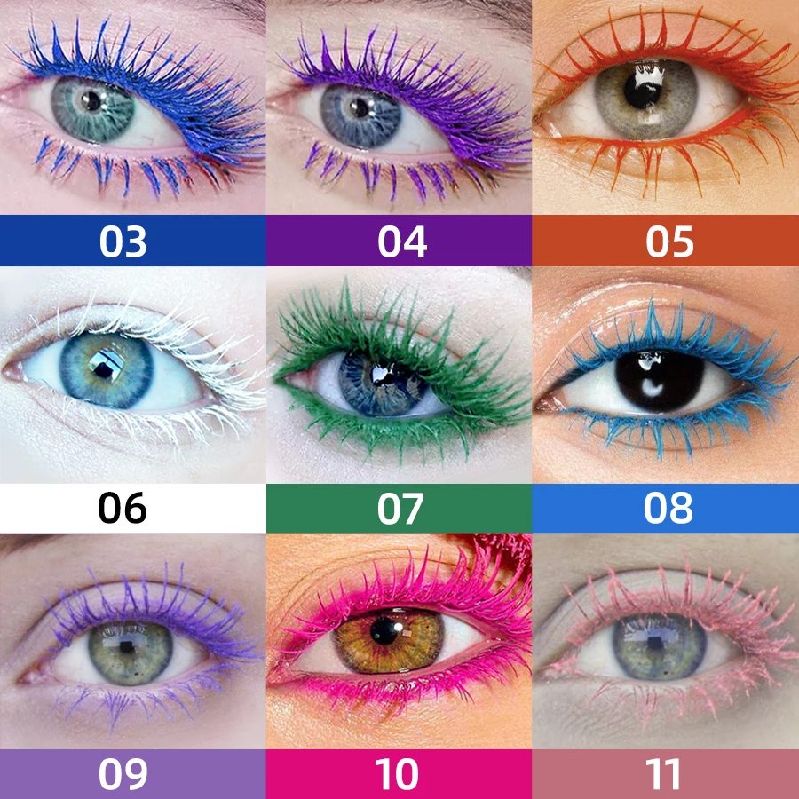 Mascara impermeabile 5D Vibrante Formula con inchiostro per arricciatura a 9 colori a lunga durata - Estensione per eyeliner Cosmetico per trucco occhi blu verde nero