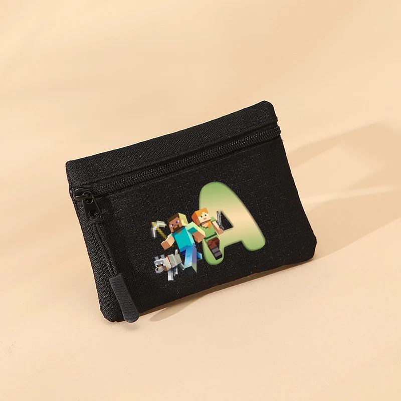 Monedero con cremallera con temática de juego, mini cartera de Minecraft, monedero para niños, bolsas de almacenamiento de dinero y tarjetas, monedero con estampado de letras para niños, regalo.