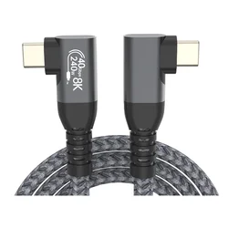 USB 4 90 Degree Angle Cable 40Gbps USB4 Elbow Type C Data Transfer Cable USB C PD240W Fast Charging 1.5M