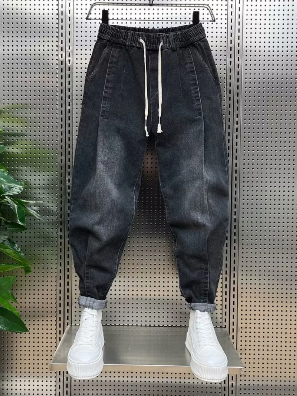 

Весенне-осенние свободные мужские джинсы, модные брендовые хлопковые эластичные джинсы со средней талией, молодежные однотонные узкие длинные брюки Harlan