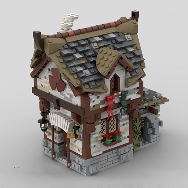 

1086 PCS MOC Medieval Tavern MOC Retro Pub Building Historic Scene DIY Model Building Blocks Birthday Toys Gift