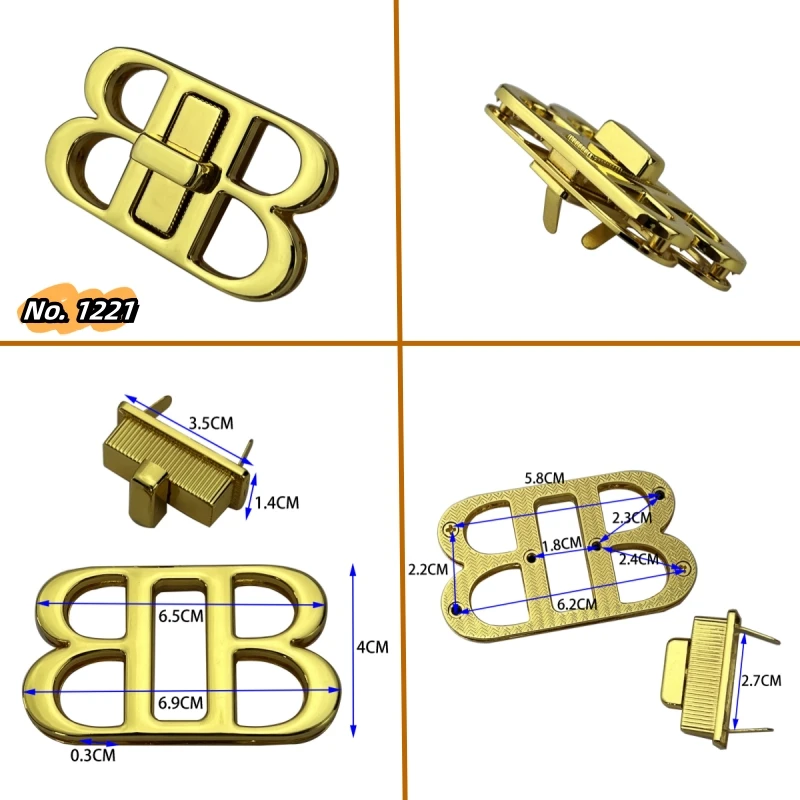 B-Shaped Turn Twist Locks for Lady\'s Handbags Lock DIY Repair Bag Parts Hardware Accessories Die-casting Zinc Alloy