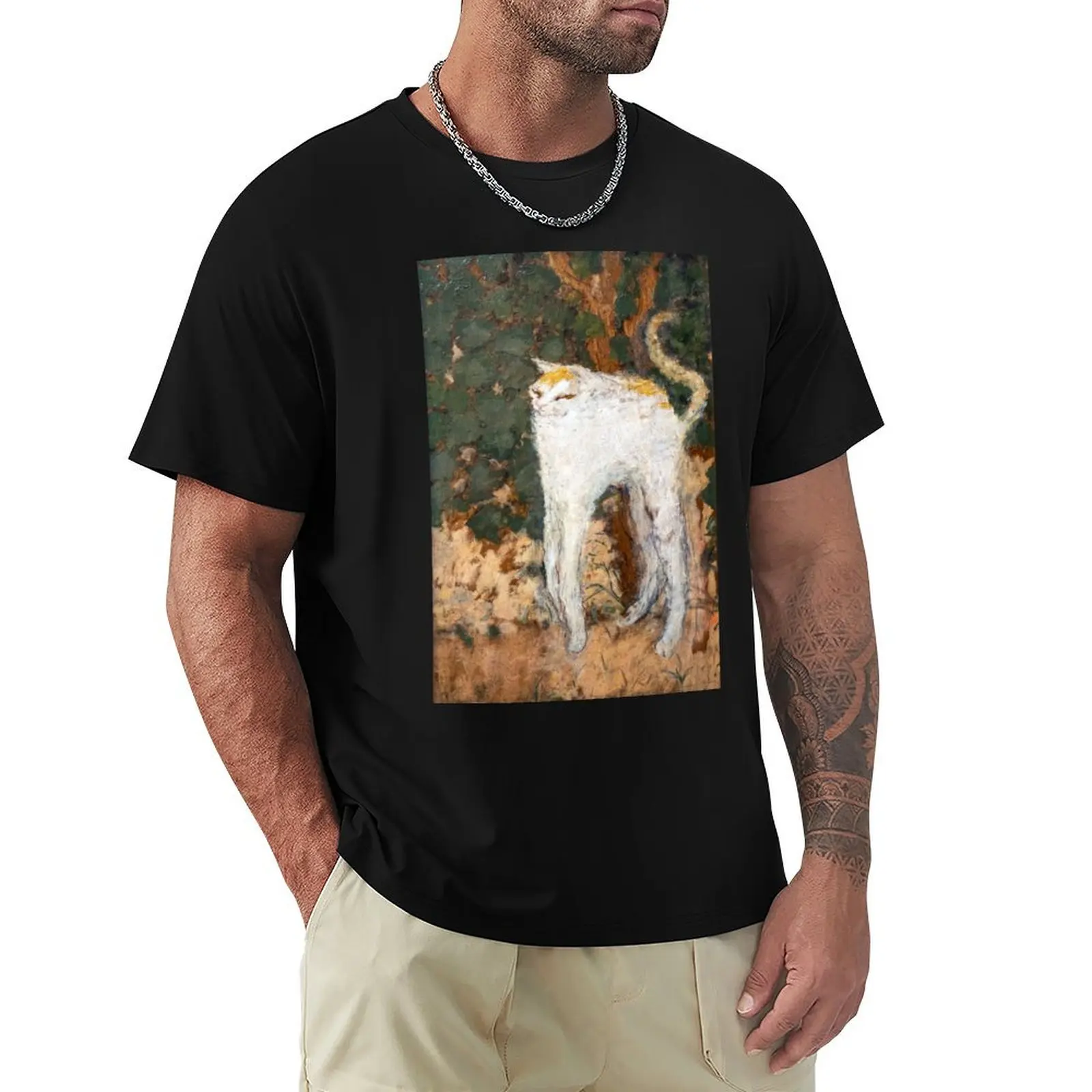 Pierre Bonnard - The White Cat / Le Chat Blanc T-Shirt Basic Short Sleeve Cotton Blend T-Shirt