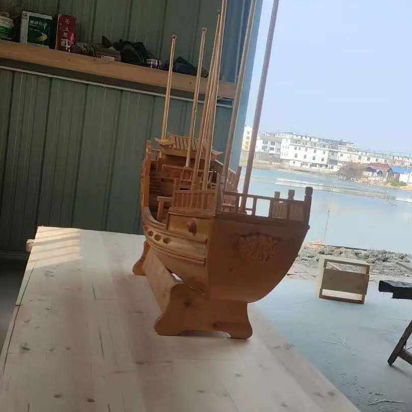 Sailing model living room simulation wooden decoration creative ornament wooden boat