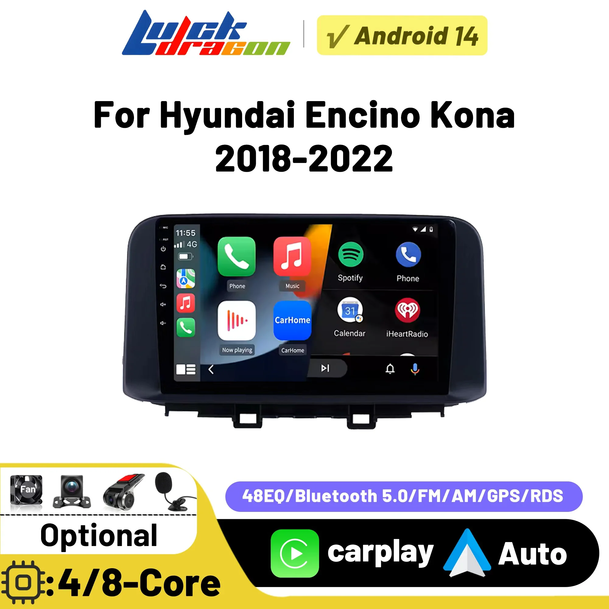 

HD Touch Screen Car Stereo Radio for Hyundai Encino Kona 2018-2022 Carplay Android Auto Multimedia Player GPS Navigaion Radios