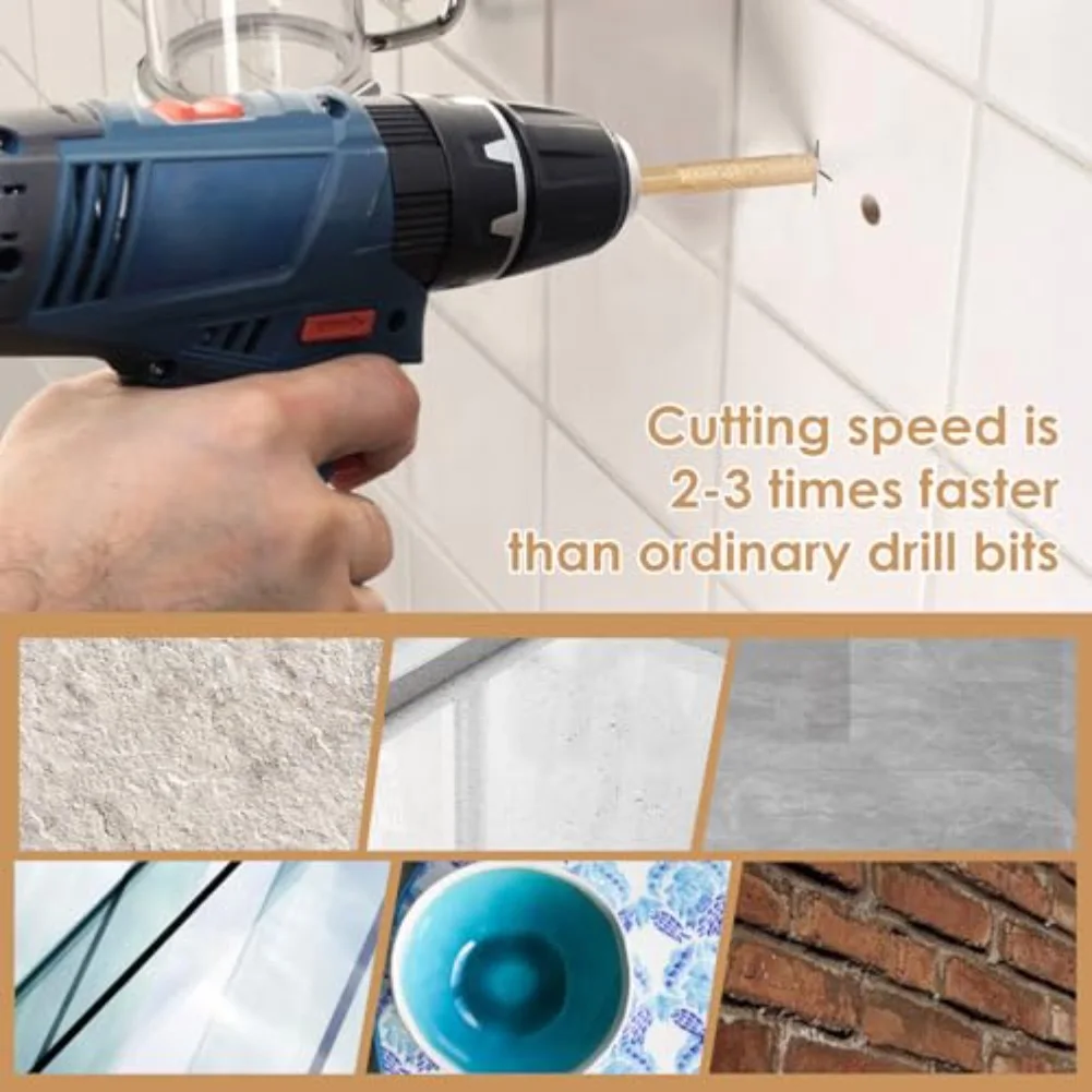 Glass Drill Bit Diamond Grit Bit For Bathroom Renovation 6 8 10 12 14mm 45 Angled Tip High-density Sintered Diamond