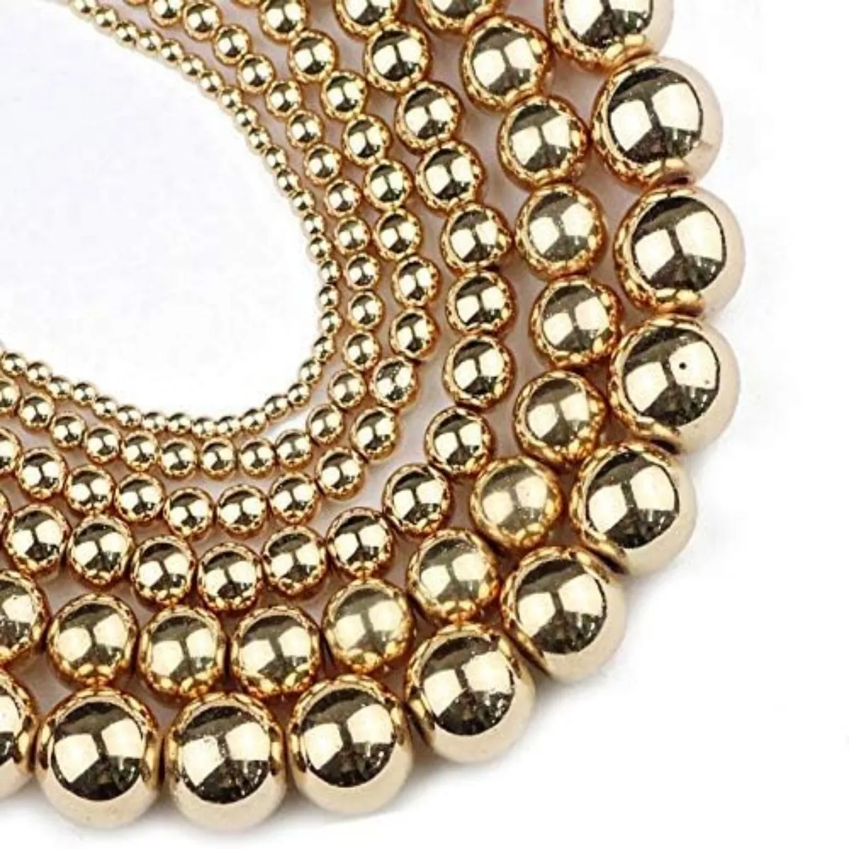 Round Hematite Beads 2/3/4/6/8/10mm Natural Stone 14K Gold Color Loose Beads Ball Jewelry Bracelets Making DIY Accessories SSS image 3