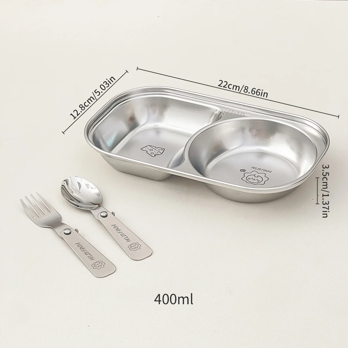 WORTHBUY Mini Schattige Kinderen Dinerbord 304 Roestvrij Staal Verdeelde Voedsel Borden Gerechten Fruitsalade Borden Keuken Servies