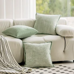 French Green Cushion Cover 45x45 Embroidered Plush Throw Pillow Cover Living Room Sofa Decorative Pillow Headboard Pillowcases