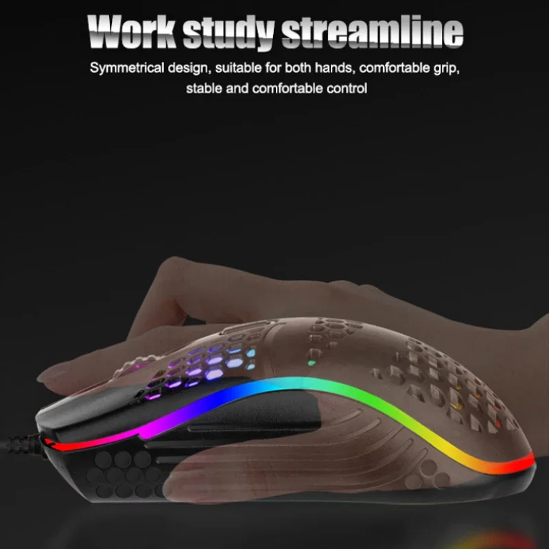 USB Wired Mouse RGB Luminous Gaming Mouse 1600DPI Desktop Laptop Mute Office Computer Wired Mouse for Windows PC & Laptop