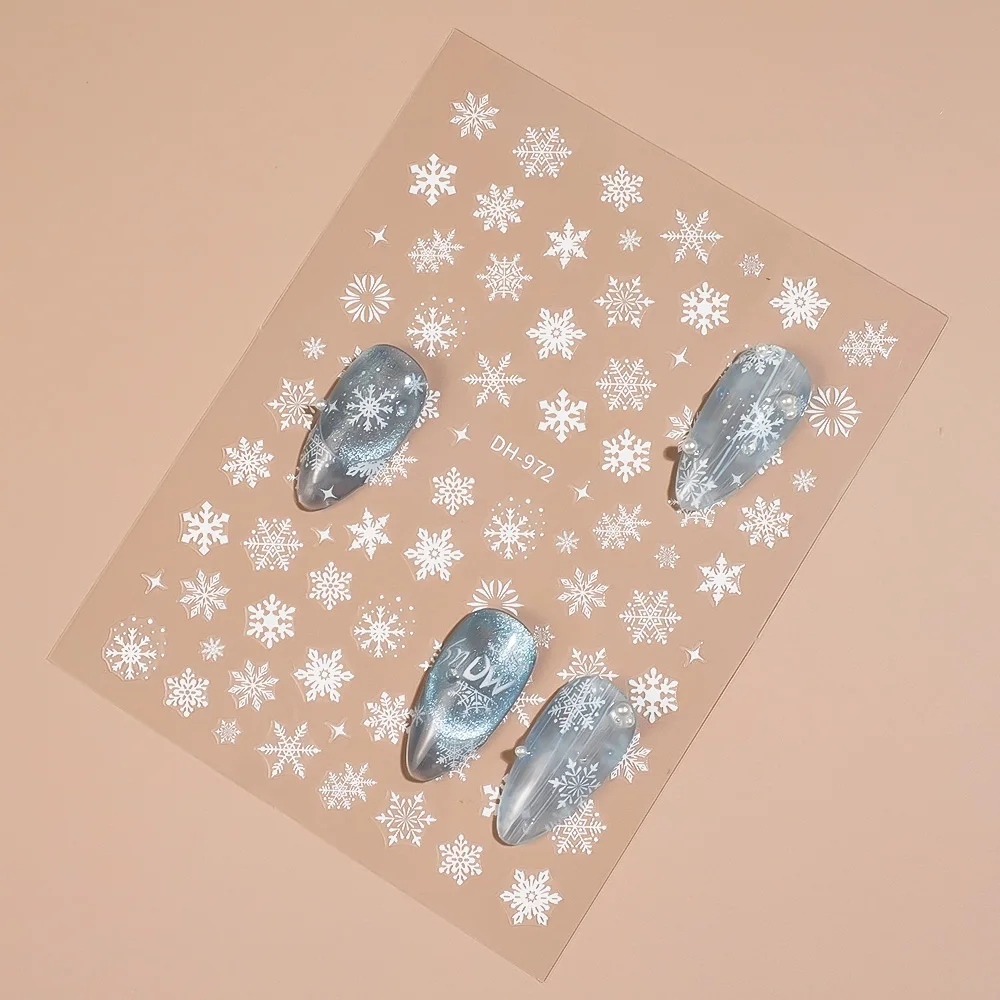 

1/5/10pcs Snowflake Nail Stickers 3D Flat Winter Ice Snow Nail Art Stickers Women DIY Self Adhesive Manicure Decorative Decals
