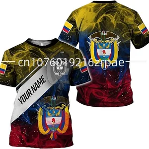 تي شيرت رسومي من العلم الكولومبي وشعار النبالة للرجال ، كنزة صوفية غير رسمية ، أزياء كبيرة جدا ، قمصان فضفاضة للأولاد ، بلوزة قصيرة الأكمام ، صيفي أفضل 12 ملابس كولومبيا مبيعا - رقم 5