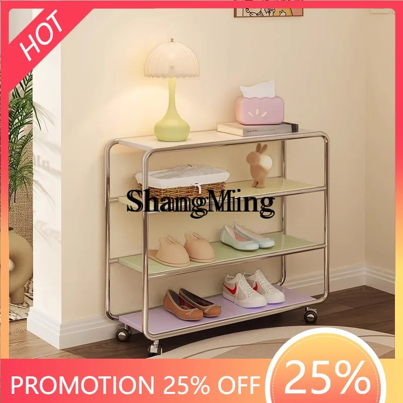 

ZYY household stainless steel storage shoe rack trolley rack dopamine sofa edge removable shoe cabinet