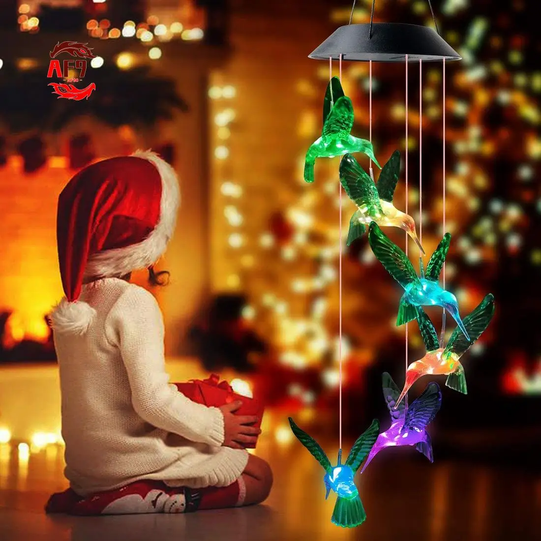 

AF90-LED Solar Wind Chime Lamp Bird Wind Chime Lamp Pendant Wind Chime Decorative Lamp Color Changing Lamp Solar Lamp