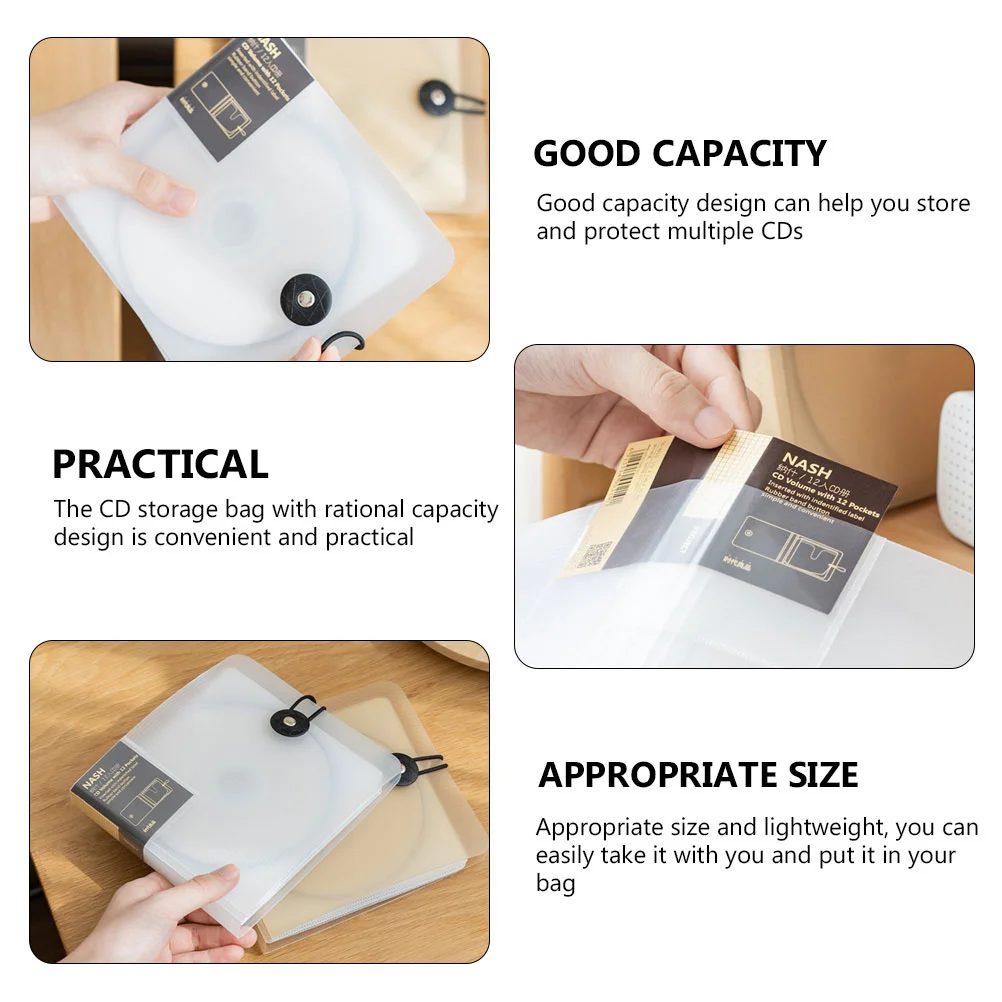 Dvd CD Bag Binder Clips Organizer Disc Case Booklet Clear Wallet Storage Travel