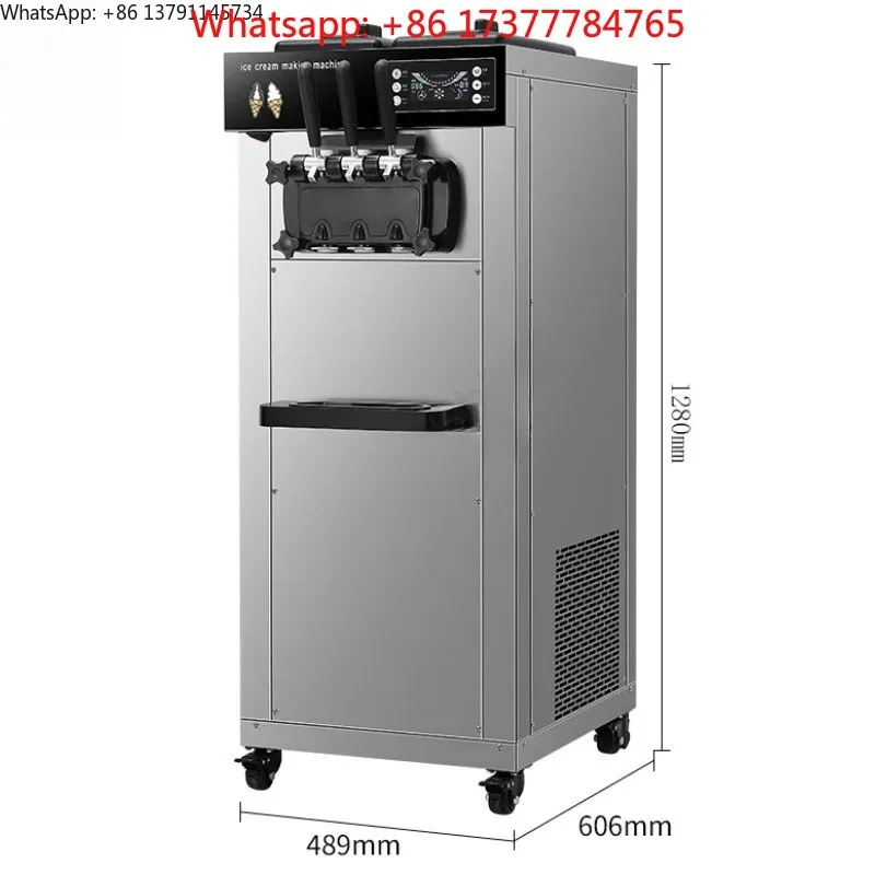 Commercial Soft Ice Cream Machine 12L Intelligent Control Small Vertical Table Type Three-Color Professors Cone Maker