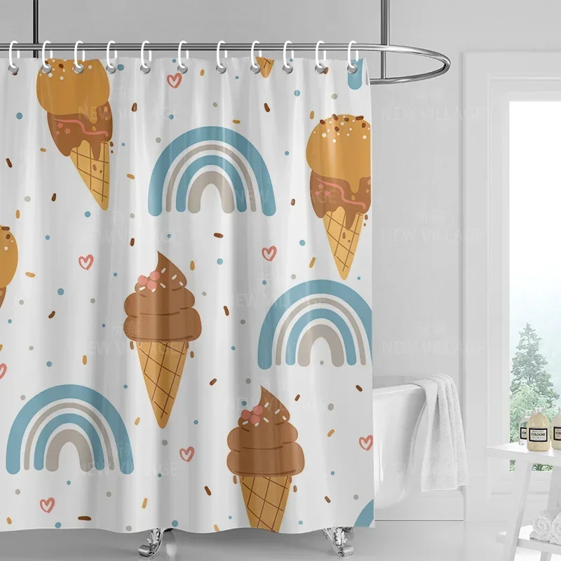 

Home shower curtains bathroom waterproof fabric non-slip bathmat water absorption curtain Modern nordic rainbow cute 300x180CM