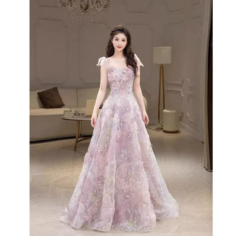 

Princ Sle Evening Gown Women's New 2024 Ele Student aduation Adult Ceremony Bride Toasting Dr Wedding Engagement