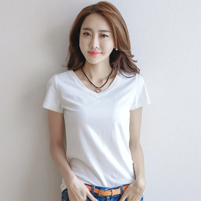 

Summer Women's Casual Bla White T-irt Blouse Tops V-Ne ort Sve Slim Fit Polyester Fiber Commute Sle Pure Color