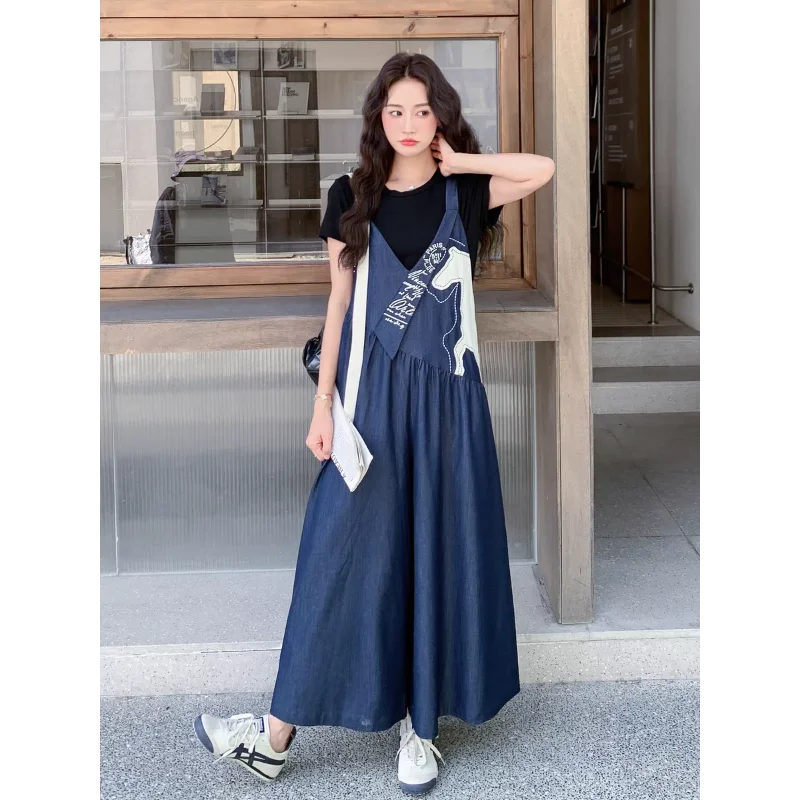 

Overalls for Women New Style Slimming Jumpsuit with Contrasting Colors Popular Suspenders with Wide Legs