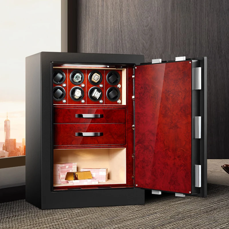 Luxury Watch Safety Cabinet 8 Slot Automatic Watch winder Safe Box for Deposit Watches and Jewelry Storage Steel Safe Boxes