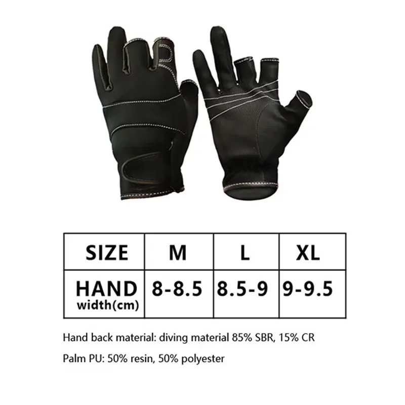 1 Pairs Of Winter Fishing 3 Fingers Anti Slip Leather Gloves Warm PU Fingerless Gloves For Fishing  Outdoor Sport necessary