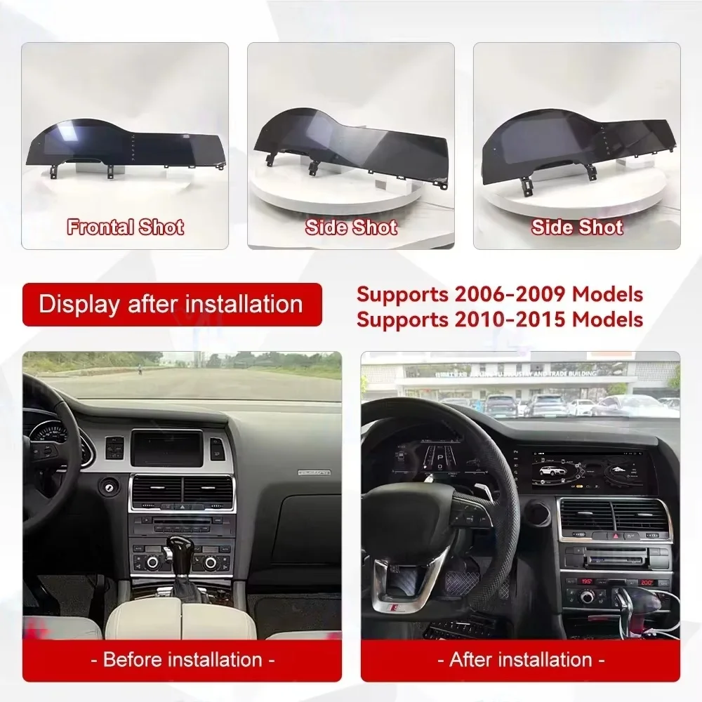 2025 New Model 12.3 ''+10.25 '' for Audi Q7 2005-2009, 2010-2015 Digital Instrument GPS Navigation Dual  Screen Carplay CarRadio