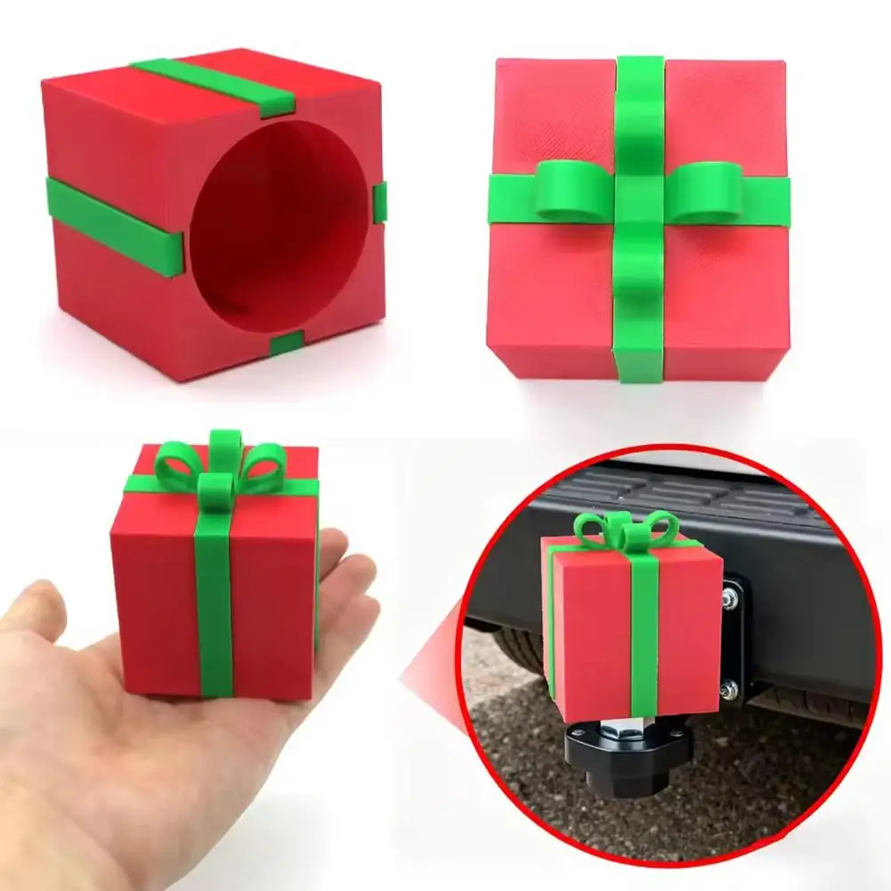 Christmas Car Tow Hitch Cover Gift Box And Tree Shape Decorative Cap For 50mm Tow Bar Festive Car Decoration Accessory G1O1