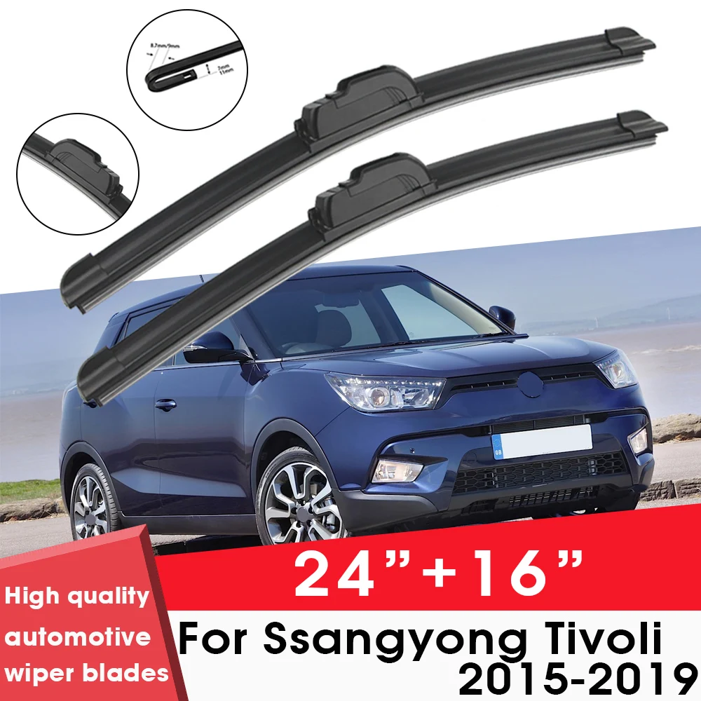 

Car Wiper Blade Blades For Ssangyong Tivoli 2015-2019 24"+16" Windshield Windscreen Clean Rubber Silicon Cars Wipers Accessories