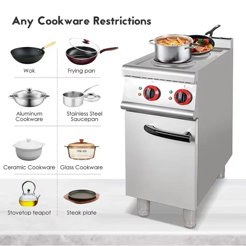 Vertical Electric Two-head Circular Cooking Stove with Cabinet Base, Commercial Slow-fire Heating Sauce Mixing Machine FWX