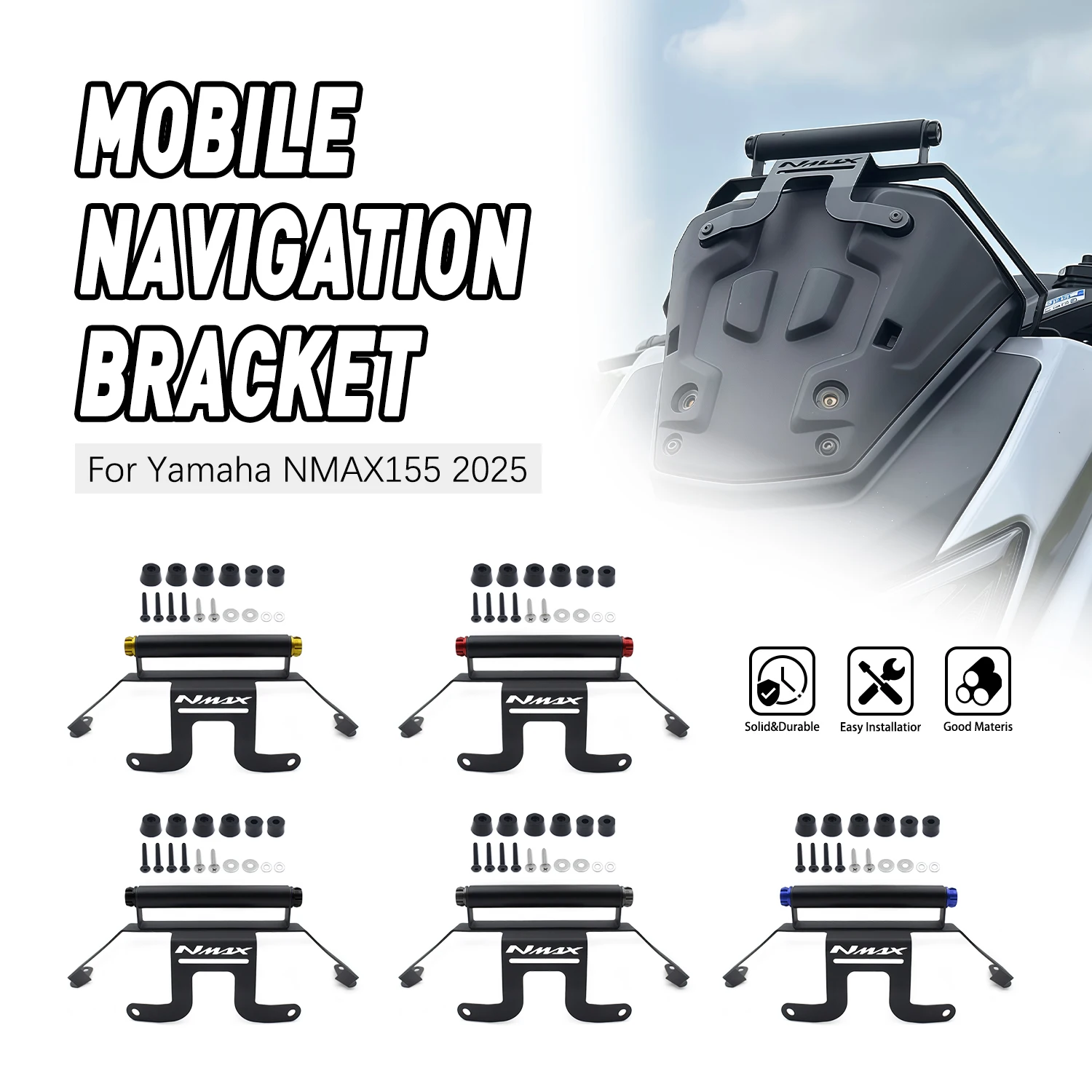 محرك الزجاج الأمامي تعديل المحمول الملاحة جبل قوس الهاتف جبل حامل حامل لياماها NMAX 155 2025 #1