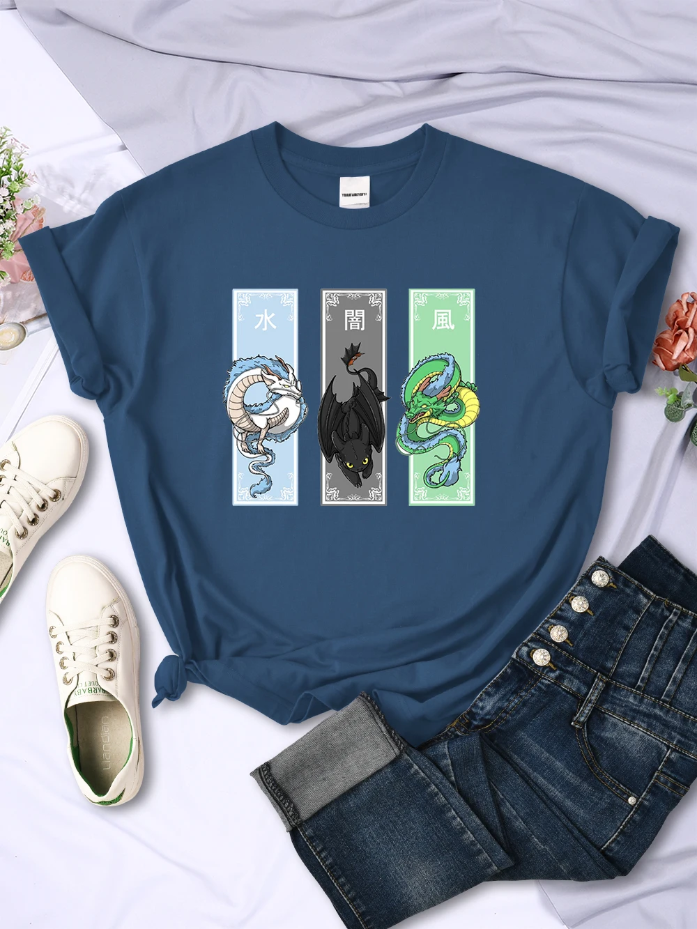 Cartoon Dragons Cute Printing Women t Shirts Summer Oversized Clothing Fashion Short Sleeves Tshirts Casual Loose Female Tshirt