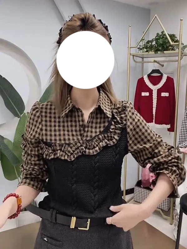 

Slim Fit Ne irt Женская повседневная одежда в клетку с длинным светом, модная, антивозрастная, простая, для поездок на работу для девочек