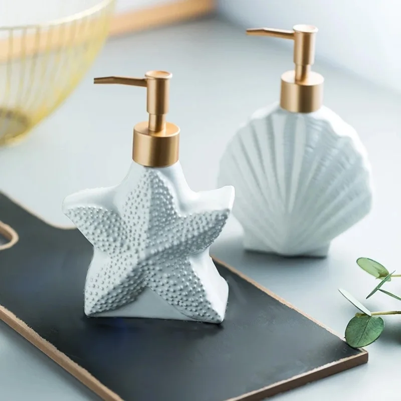 New European Ocean Starfish Bathroom Accessories Household Starfish Ceramic Wash Cup Soap Dispenser Soap Dish Bathroom Organizer