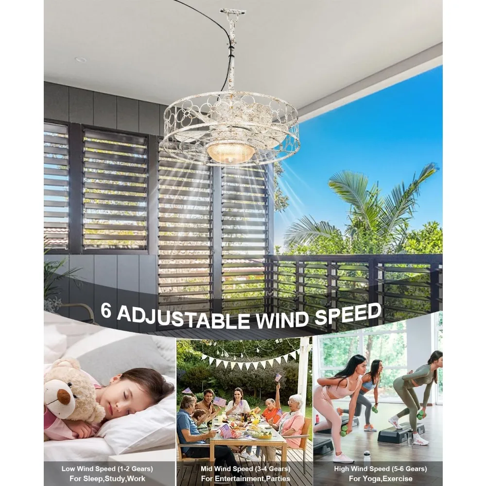 Waterproof Outdoor Ceiling Fans with Lights , 20" Wet Rated Gazebo Fan with Remote&APP Control, 3 Color Temperatures&Dimmable LE