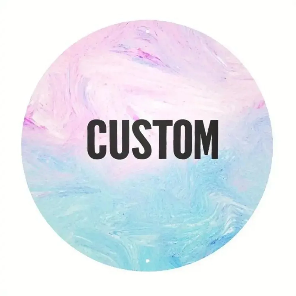 CIFbuy Custom Pattern Round Metal Sign,Personalized Pastel Marble Wall Decor(Only For Decoration)