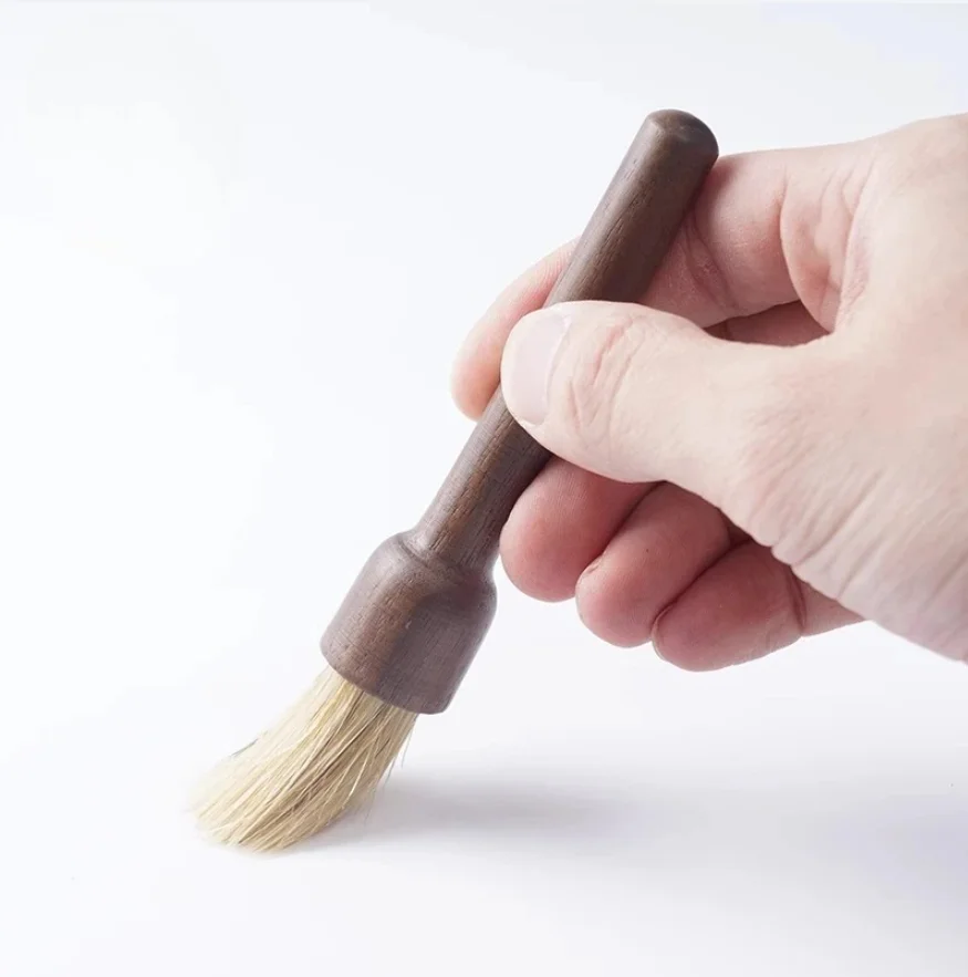 Coffee Bar Counter Black Walnut Solid Wood Brush, Bristle Brush, Bean Grinder Powder Residue Cleaning Brush Household