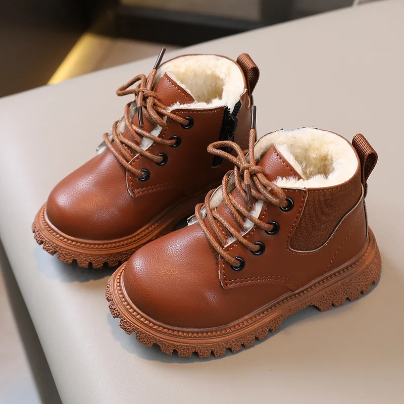 

Autumn Winter Kids Shoes Fashion Leather Shoes Comfortable Children's Short Boots Boys Sports Running Girls Casual Boots